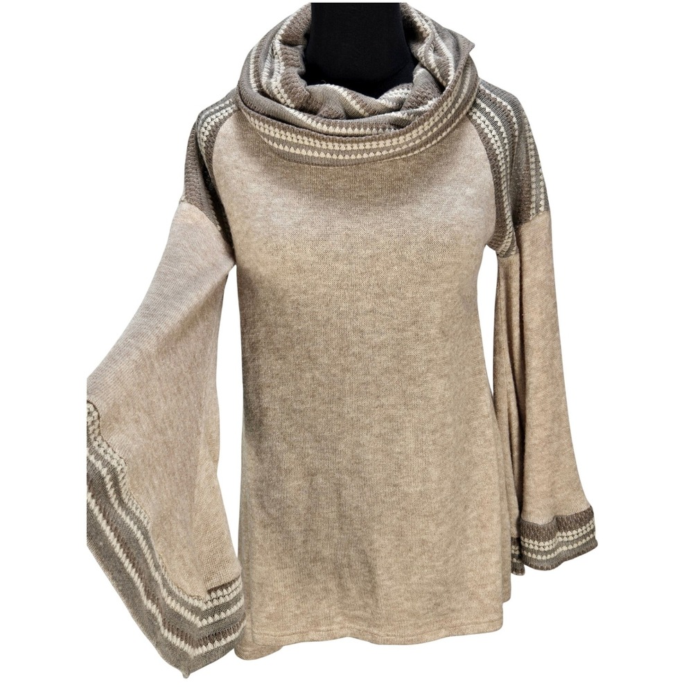 Women's Anthropologie Ryu Small Cowl Neck Bell Sleeve Knit Sweater Boho Mori Kei